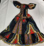 Hebrew Israelite Stretch-top Princess Dress with Gold Fringes