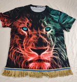 Camisa hebrea israelita (ardiente) León de Judá con flecos