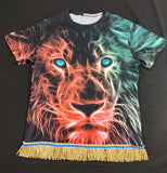 Camisa hebrea israelita (ardiente) León de Judá con flecos