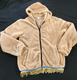 'Lamb's Wool' Light Hooded Jacket with Fringes