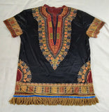 Hebrew Israelite Dashiki Print Shirt with Fringes