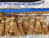 Hebrew Israelite Royal Purple Striped Garment with Gold Bullion or Tassel Fringes