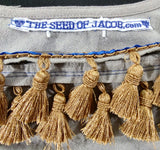 Prenda de lino sagrado israelita hebrea (gris) con borlas o flecos de lingotes