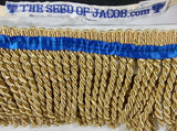 Prenda de lino sagrado israelita hebrea (gris) con borlas o flecos de lingotes