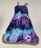 Hebrew Israelite Convertible Tie-Dye Dress/Skirt with Gold Fringes