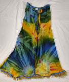 Hebrew Israelite Tie-Dye Front Ruffle Dress with Gold Fringes