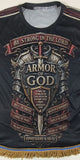 Camiseta hebrea israelita con YHWH (en hebreo antiguo) y Menorá Sagrada con flecos dorados o plateados premium
