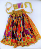 Hebrew Israelite (African Print) Skirt w/ Gold or Red Fringes & Matching Headwrap
