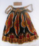 Hebrew Israelite (African Print) Skirt w/ Gold or Red Fringes & Matching Headwrap