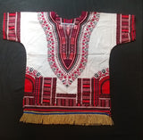 Dashiki hebreo israelita con flecos (blanco/rojo)