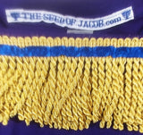 Hebrew Israelite Long Sleeve (Purple) Embroidered T-Shirt w/ Holy Menorah & Premium Gold Fringes