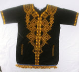 Dashiki estilo túnica bordado israelita hebreo con flecos dorados