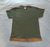 Camiseta hebrea israelita con flecos dorados premium