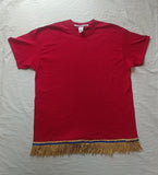 Camiseta hebrea israelita con flecos dorados - TALLA XL SOLAMENTE (ROJO)