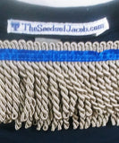 Hebrew Israelite T-Shirt w/ Premium Silver Fringes (Dark Blue)