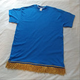 Camisa israelita hebrea con flecos dorados premium (azul real)